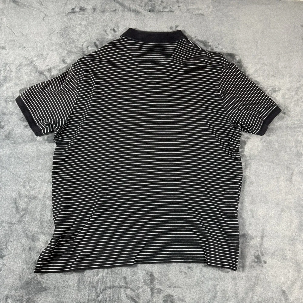 Polo Ralph Lauren Mens XXL Black White Striped Short Sleeve Polo Shirt Vintage